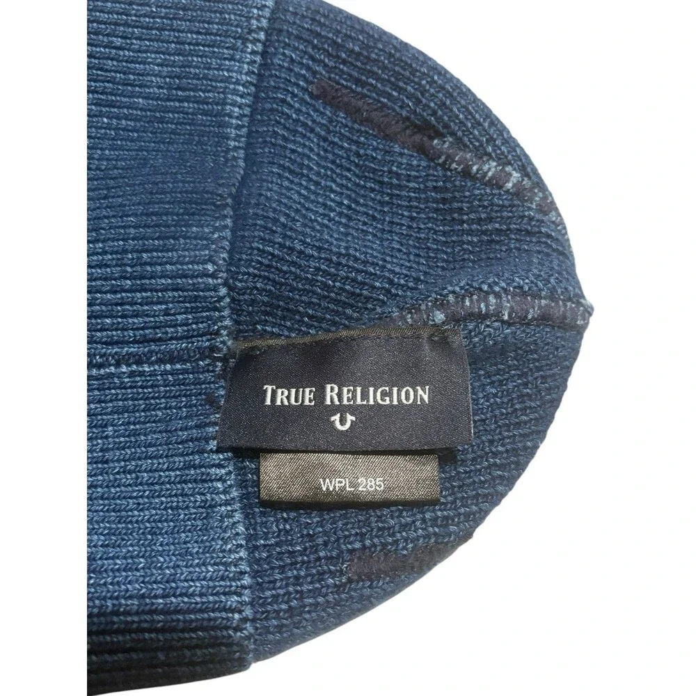 True Religion Dark Blue Cuffed Winter Knit Beanie
